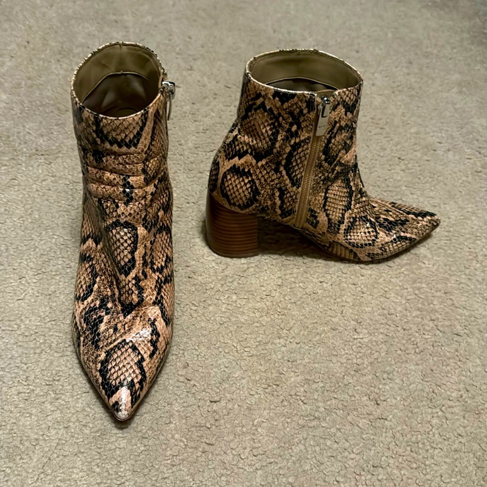 Marc Fisher Leather Snakeskin Booties - size 7.5